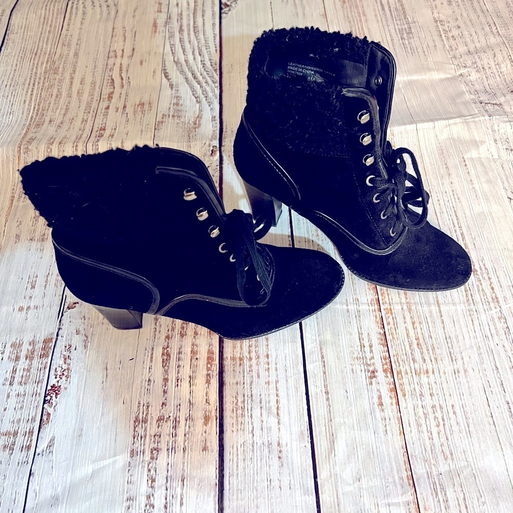 Franco Sarto black lace up boots